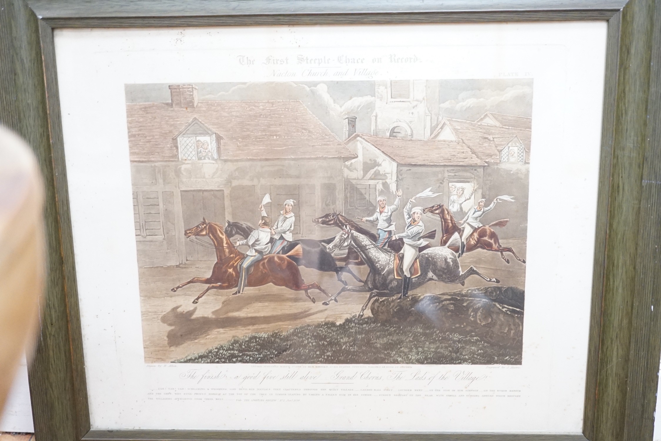 Harris after Alken, set of four coloured aquatints, 'The First Steeplechase on Record', overall 39 x 46cm